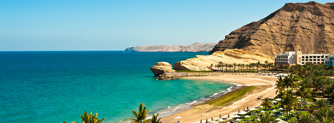 Oman with green oases and long coastlines